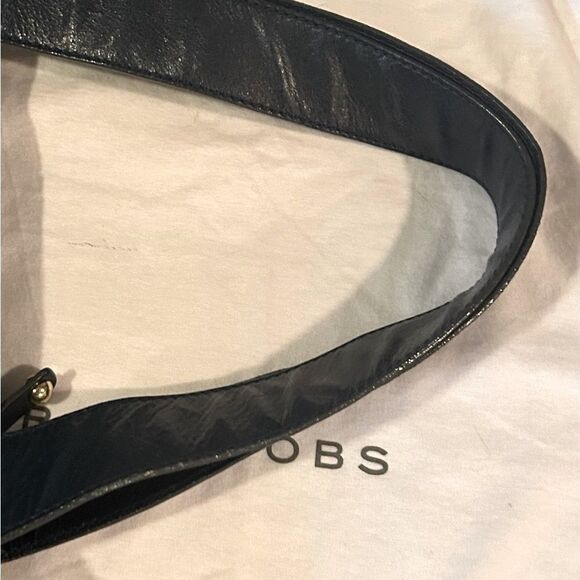 Marc Jacobs Dark Blue Crinkled Leather Shoulder Bag Chic Spacious Tote - Picture 5 of 9